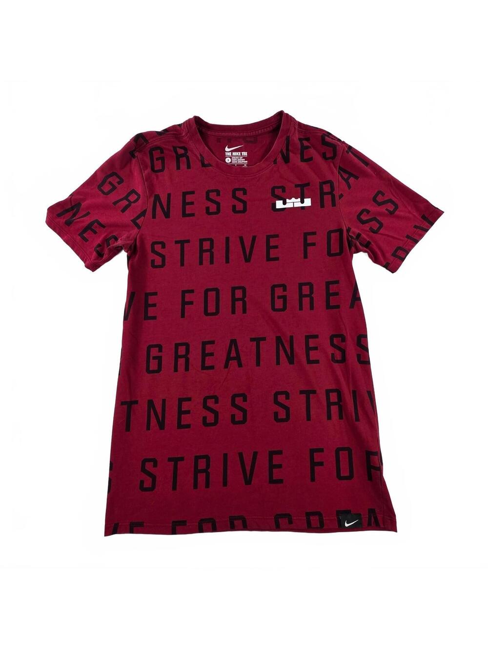 Nike LeBron Strive For Greatness T-Shirt Men's Small Burgundy Athletic Cut